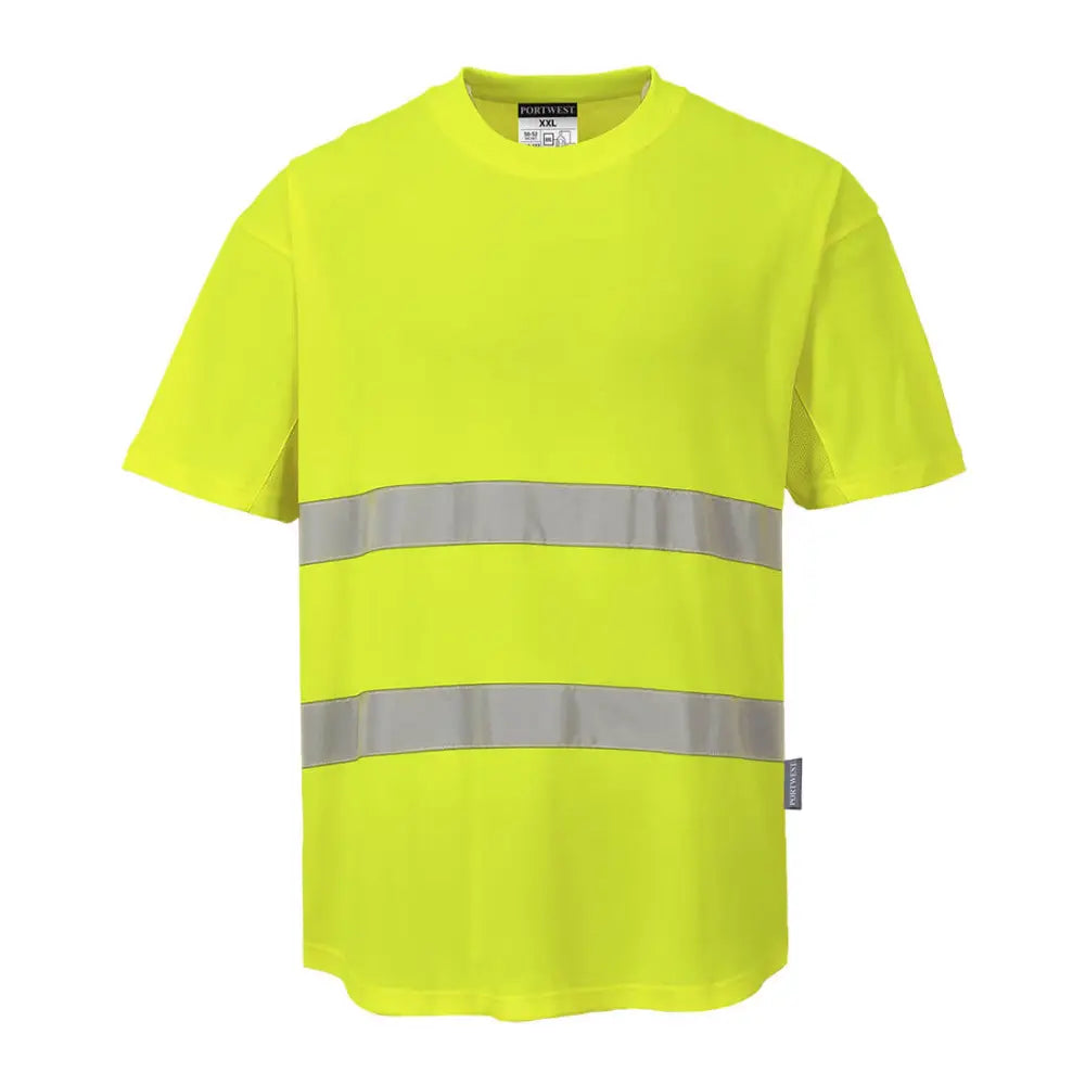 Portwest Hi-Vis Cotton Comfort Mesh Insert T-Shirt S/S - Orange / L
