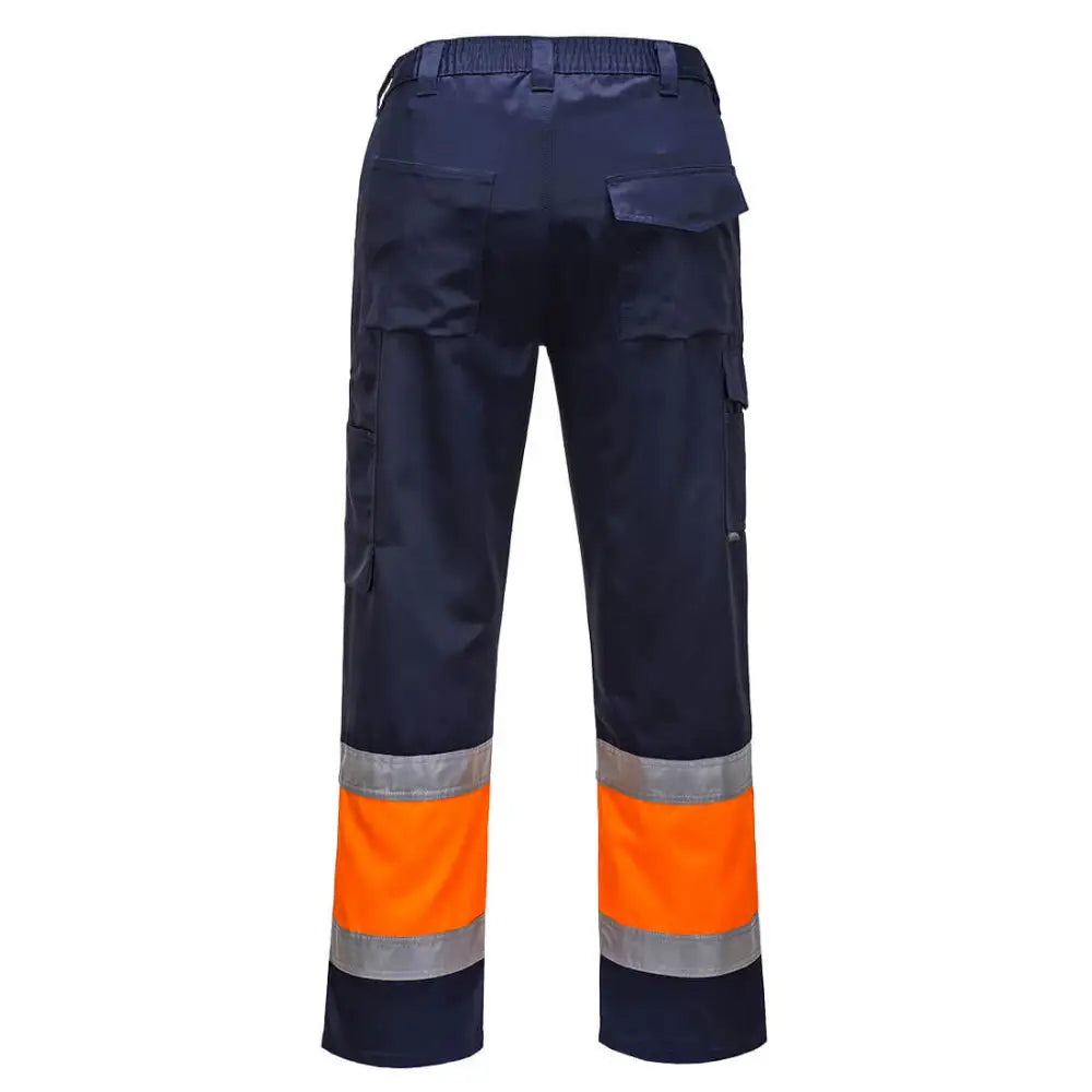 Portwest Hi-Vis Lightweight Contrast Class 1 Service Trousers - Orange/Navy / L