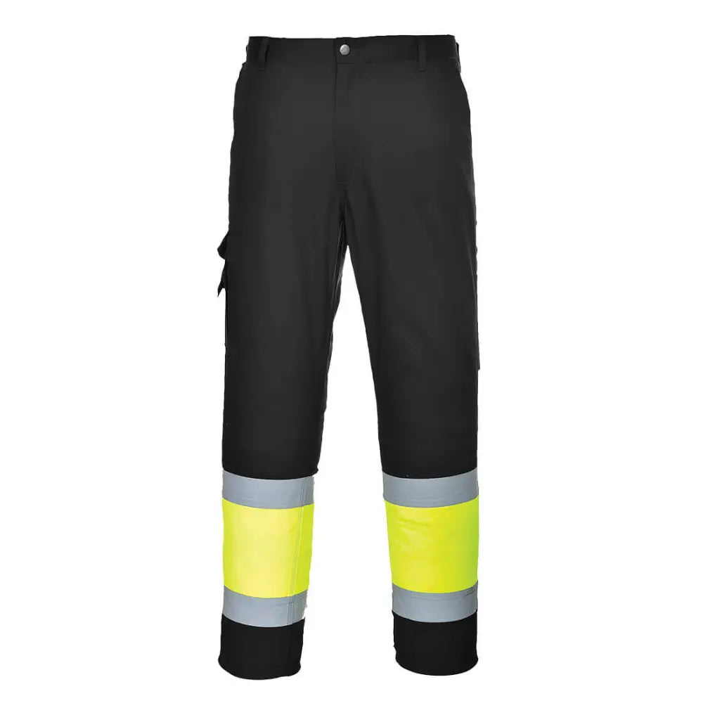 Portwest Hi-Vis Lightweight Contrast Class 1 Service Trousers - Yellow/Black / L