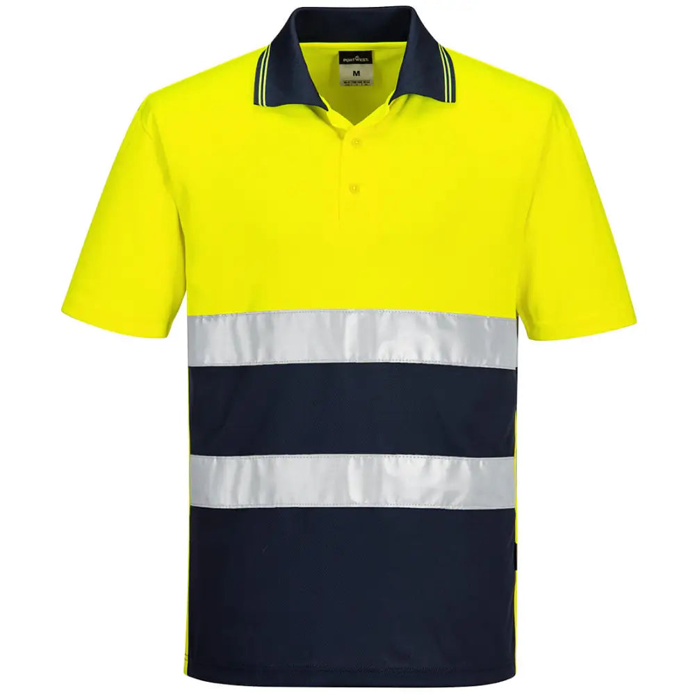 Portwest Hi-Vis Lightweight Contrast Polo Shirt S/S - Yellow/Navy / 4XL