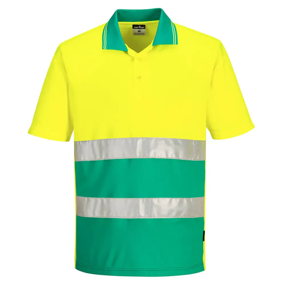 Portwest Hi-Vis Lightweight Contrast Polo Shirt S/S - Yellow/Teal / 4XL