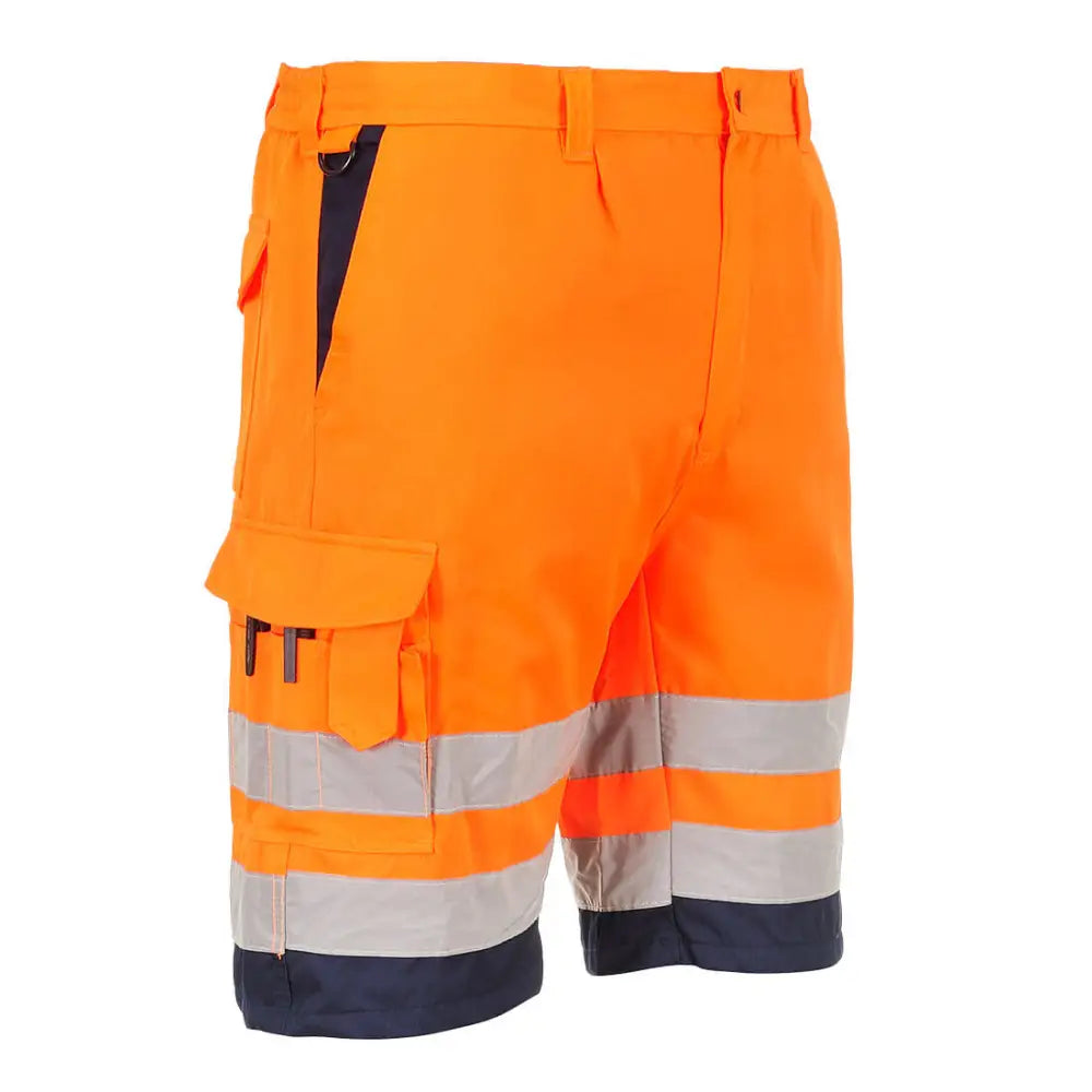 Portwest Hi-Vis Lightweight Polycotton Shorts - Orange/Navy / L