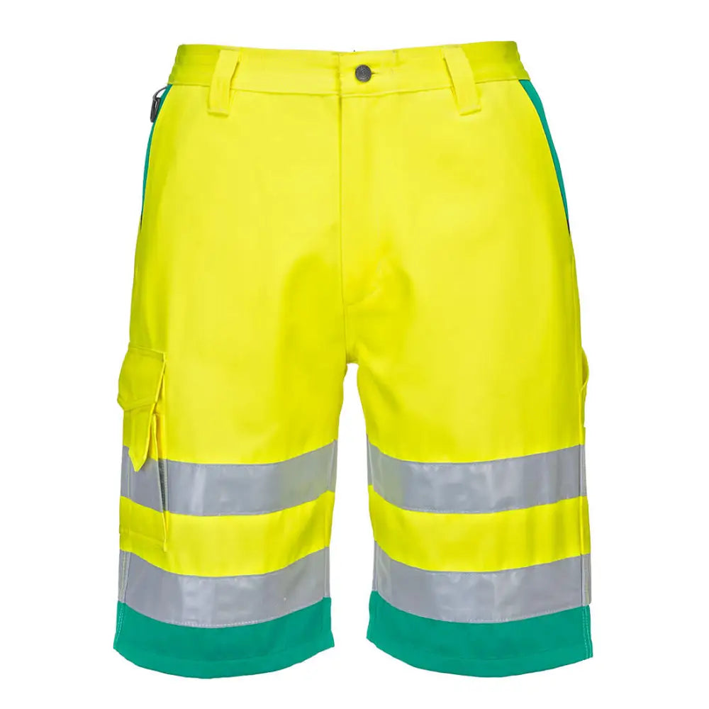 Portwest Hi-Vis Lightweight Polycotton Shorts - Yellow/Teal / L