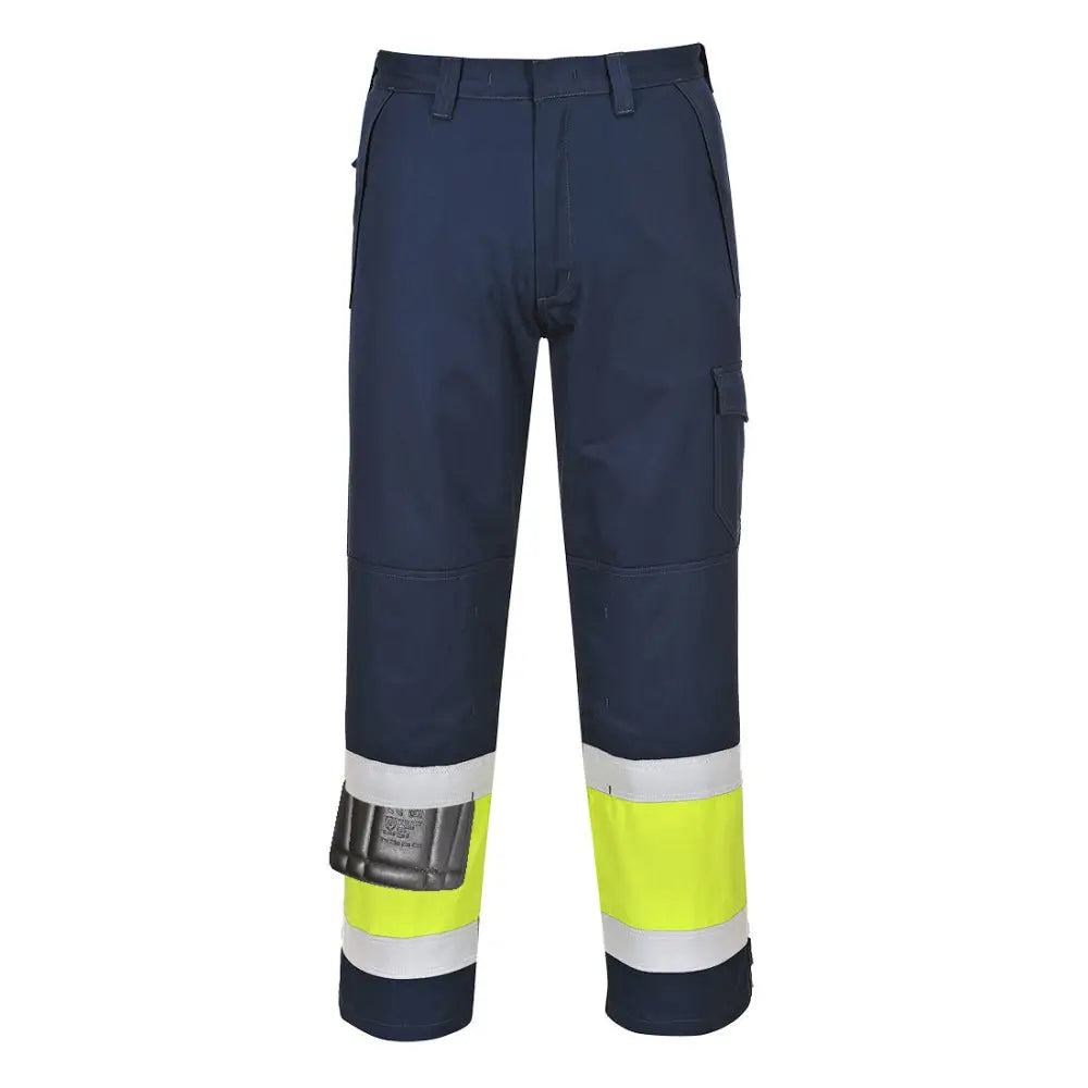 Portwest Hi-Vis Modaflame Trousers - Yellow/Navy / L
