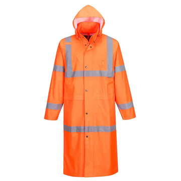 Portwest Hi-Vis Rain Coat 122cm - Orange / L