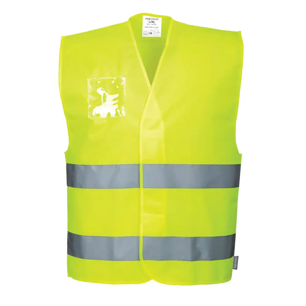 Portwest Hi-Vis Two Band Dual ID Holder Vest - L/XL