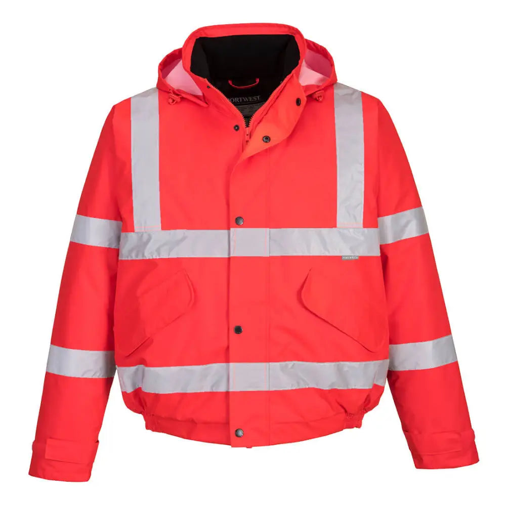 Portwest Hi-Vis Winter Bomber Jacket - Red / L