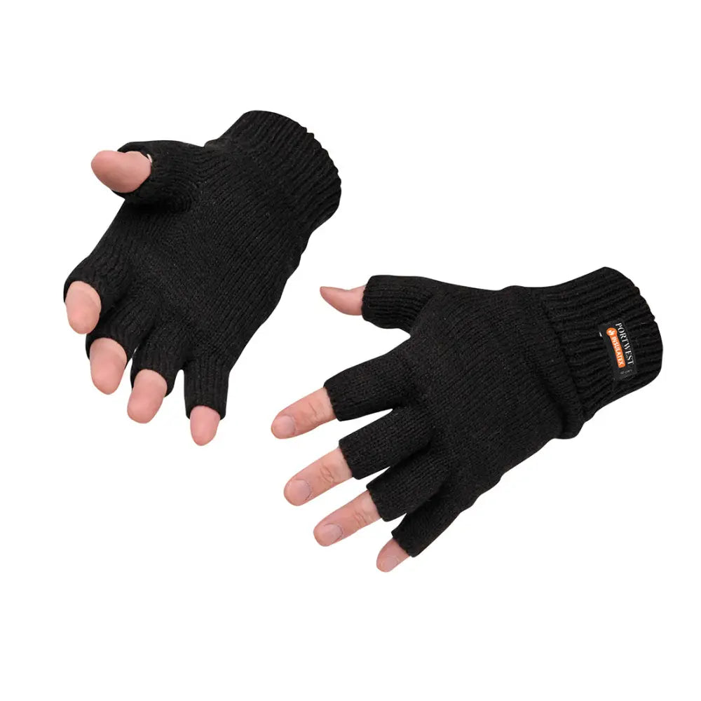 Portwest Insulated Fingerless Knit Glove - Black