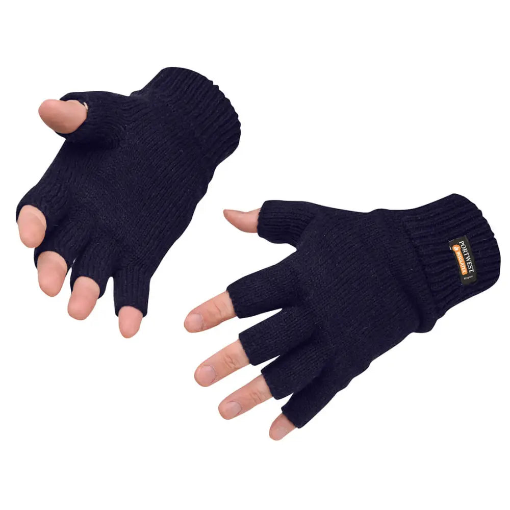 Portwest Insulated Fingerless Knit Glove - Black