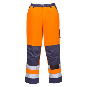 Portwest Lyon Hi-Vis Contrast Work Trousers - Orange/Navy / 4XL