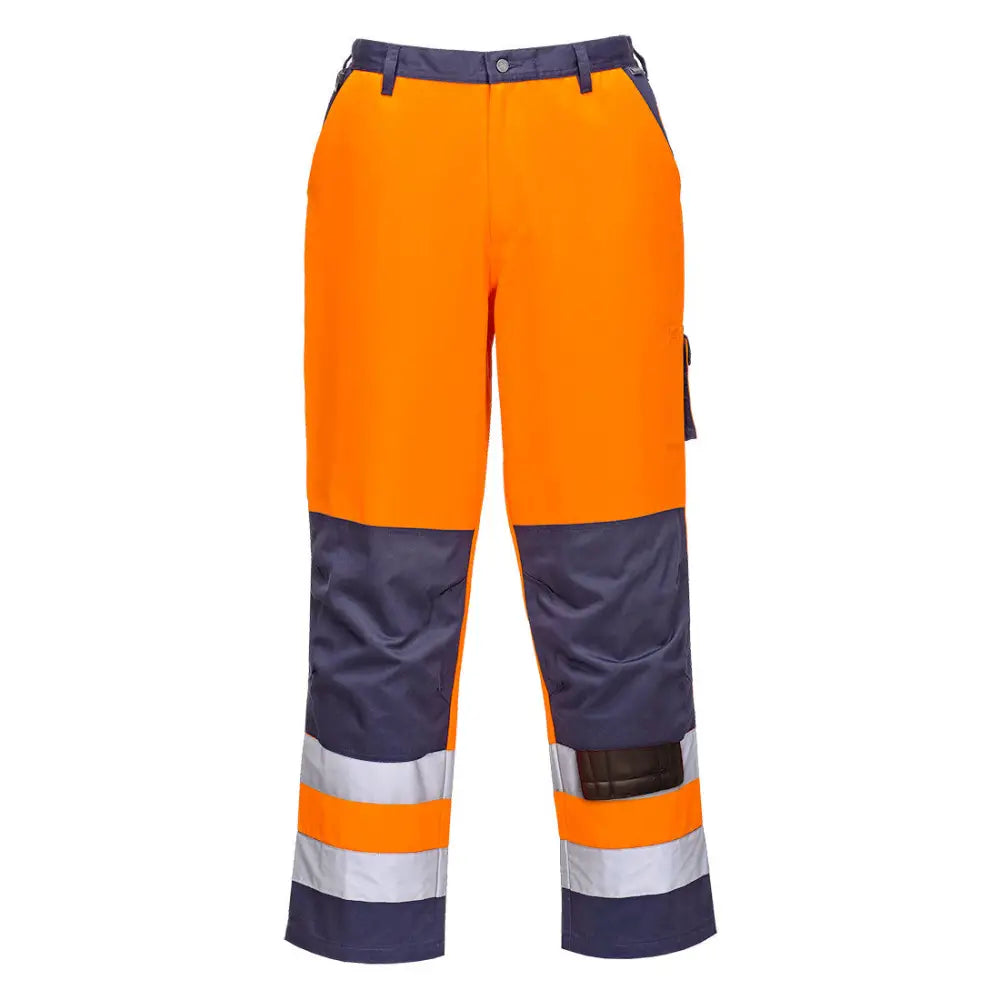 Portwest Lyon Hi-Vis Contrast Work Trousers - Orange/Navy Tall / L