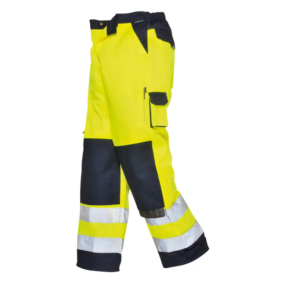 Portwest Lyon Hi-Vis Contrast Work Trousers - Yellow/Navy / 4XL