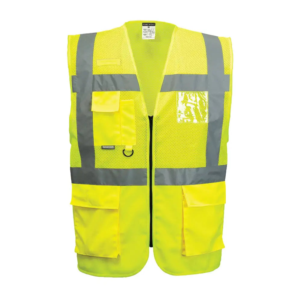 Portwest Madrid Hi-Vis Half Mesh Executive Vest - Yellow / 4XL
