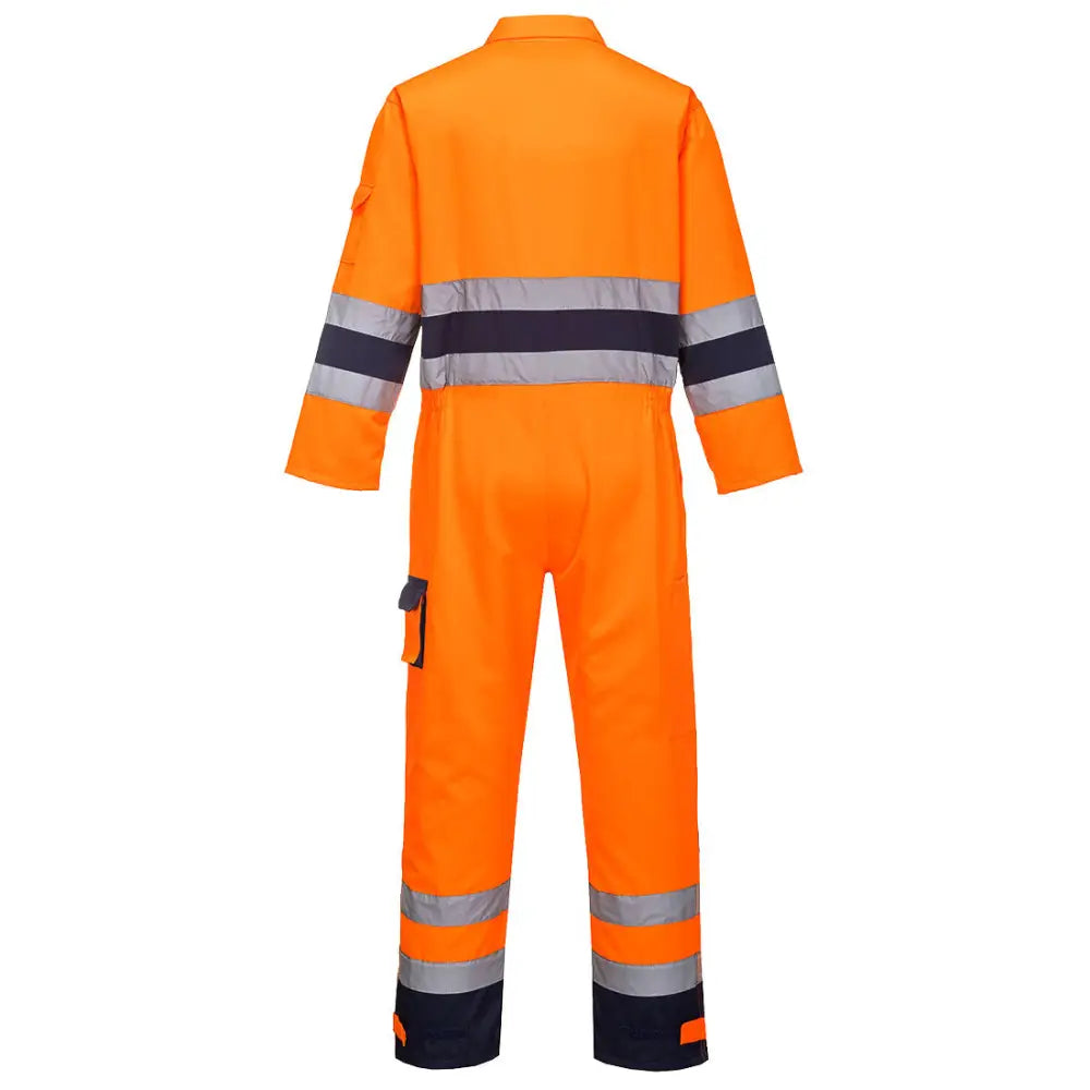 Portwest Nantes Hi-Vis Contrast Work Coverall - Orange/Navy / L