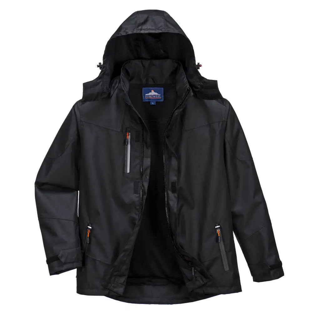 Portwest Outcoach Rain Jacket - Black / 4XL