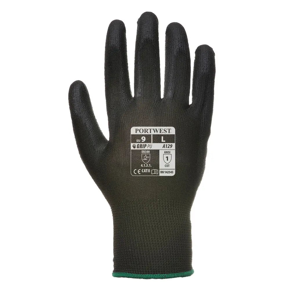 Portwest PU Palm Glove - Carton (480 Pairs) - Black / L