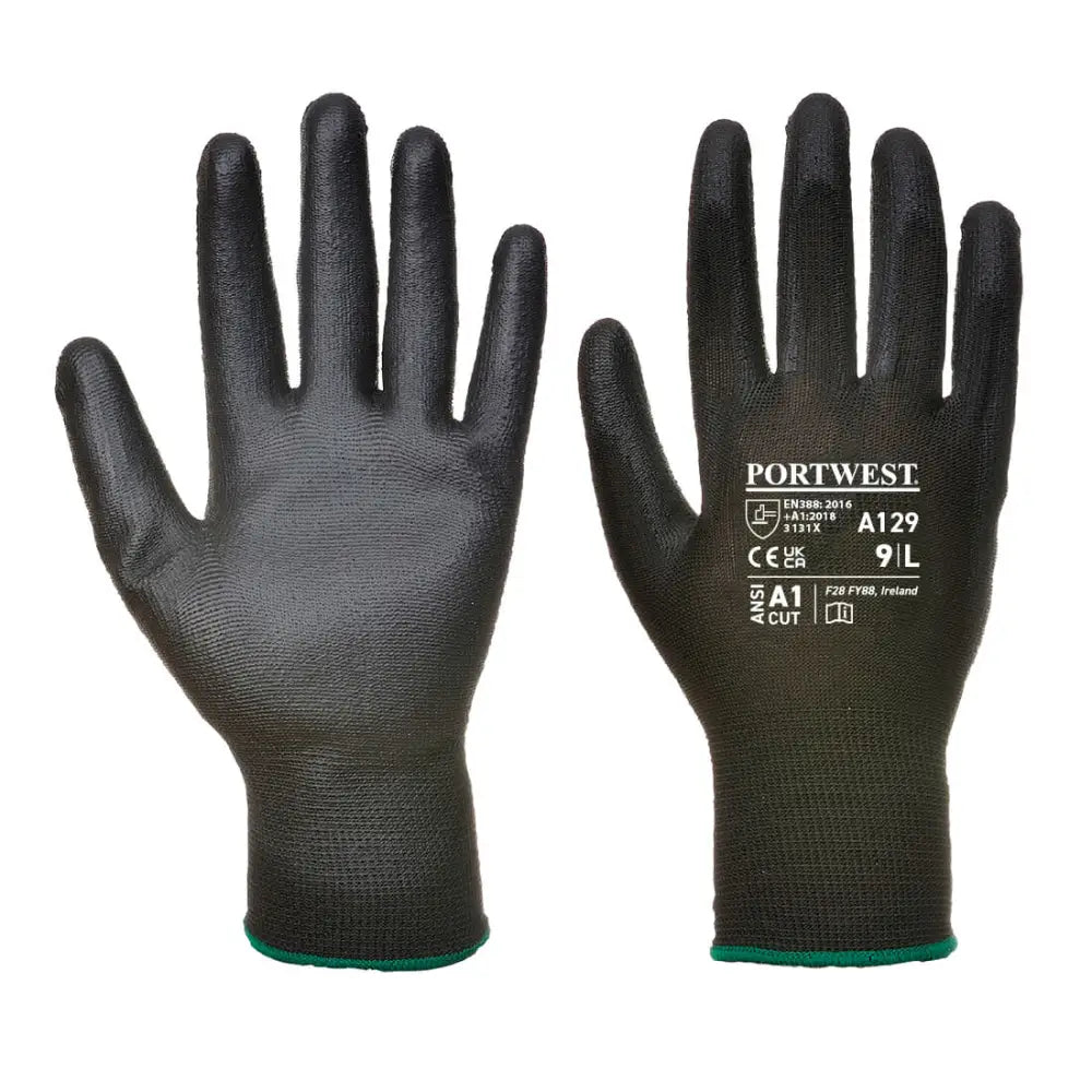 Portwest PU Palm Glove - Carton (480 Pairs) - Black / L