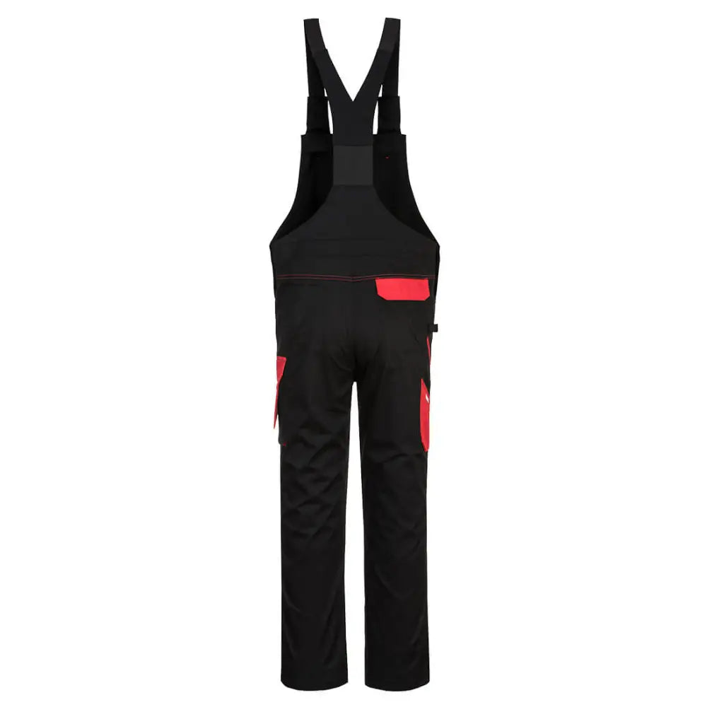 Portwest PW2 Bib and Brace - Black/Red / L