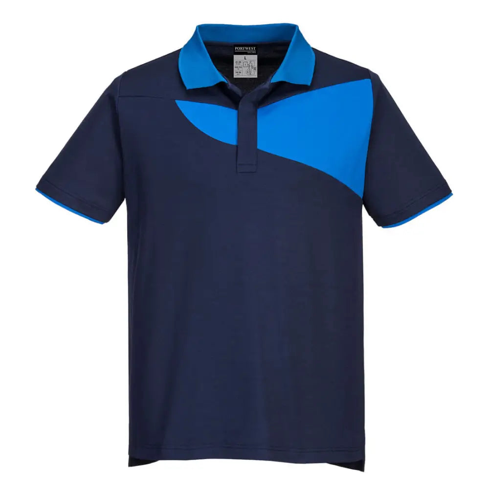 Portwest PW2 Cotton Comfort Polo Shirt S/S - Navy/Royal / L