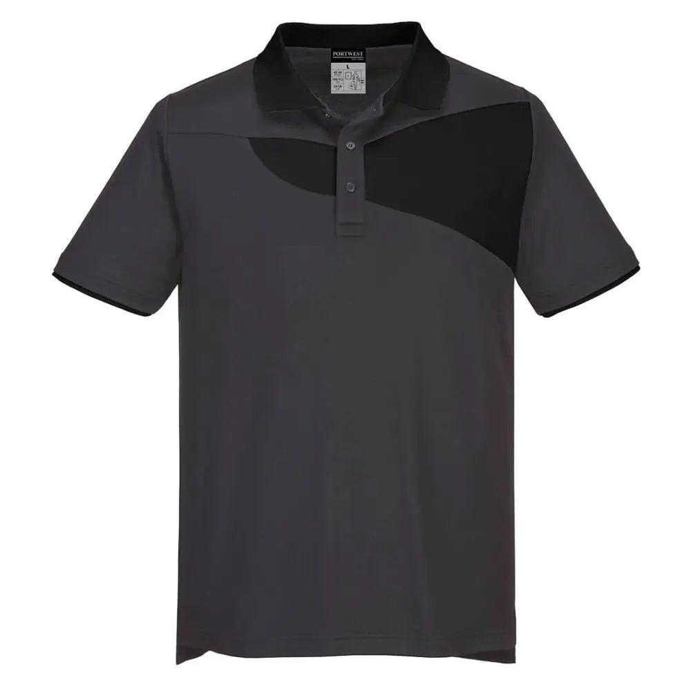 Portwest PW2 Cotton Comfort Polo Shirt S/S - Zoom Grey/Black / L