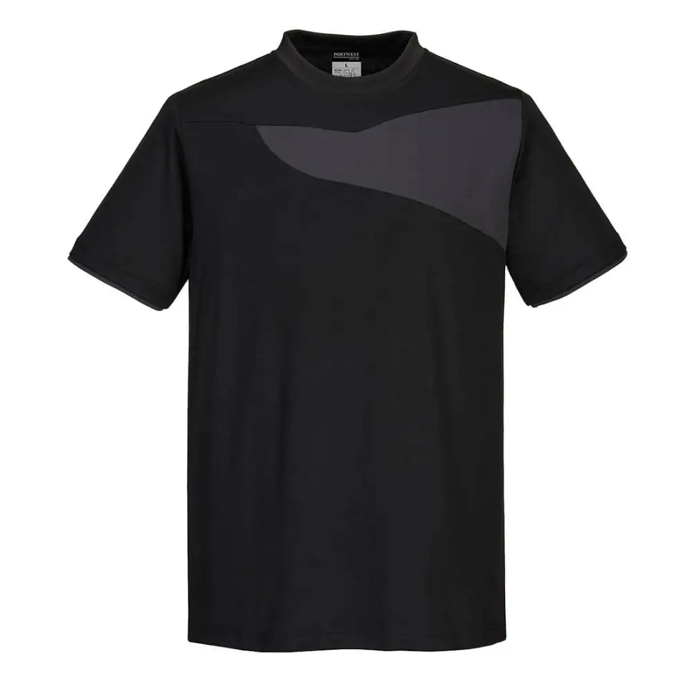 Portwest PW2 Cotton Comfort T-Shirt S/S - Black/Zoom Grey / L