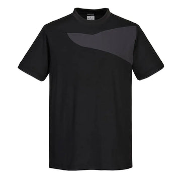 Portwest PW2 Cotton Comfort T-Shirt S/S - Black/Zoom Grey / L