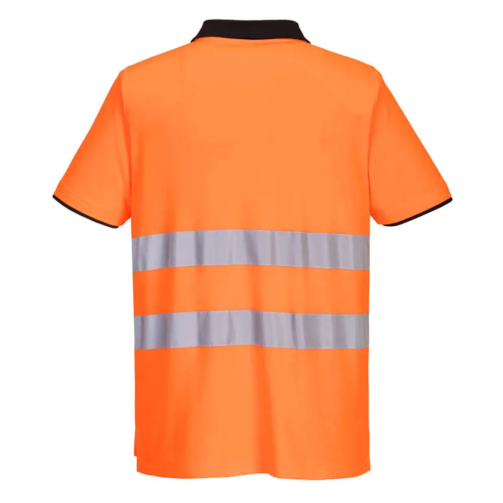 Portwest PW2 Hi-Vis Cotton Comfort Polo Shirt S/S - Orange/Black / 4XL