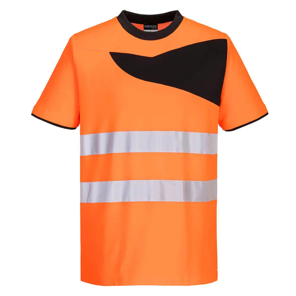 Portwest PW2 Hi-Vis Cotton Comfort T-Shirt S/S - Orange/Black / 4XL