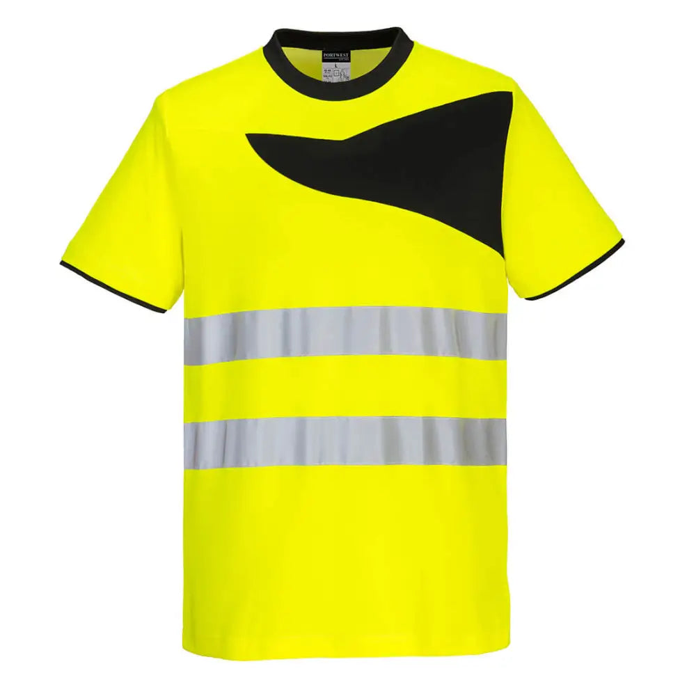 Portwest PW2 Hi-Vis Cotton Comfort T-Shirt S/S - Yellow/Black / 4XL