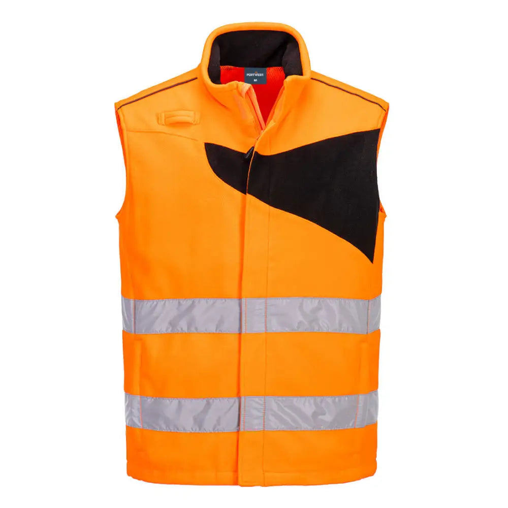 Portwest PW2 Hi-Vis Fleece Bodywarmer - Orange/Black / 4XL