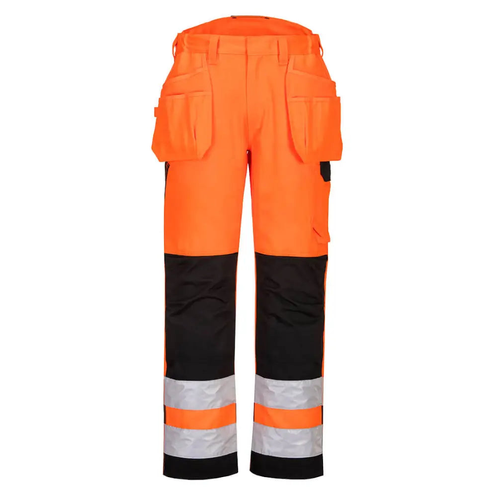 Portwest PW2 Hi-Vis Holster Pocket Trousers - Orange/Black / 28