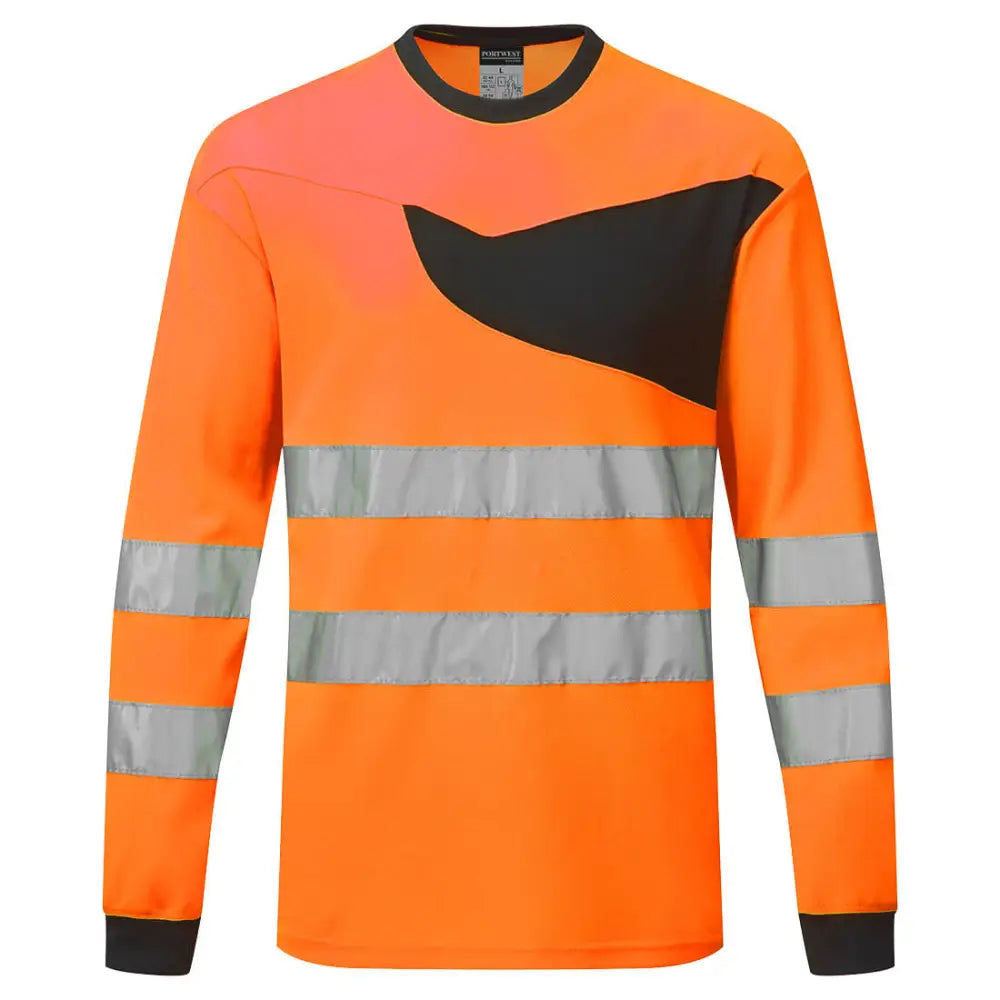 Portwest PW2 Hi-Vis T-Shirt L/S - Orange/Black / 4XL