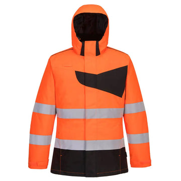Portwest PW2 Hi-Vis Winter Jacket - Orange/Black / 4XL