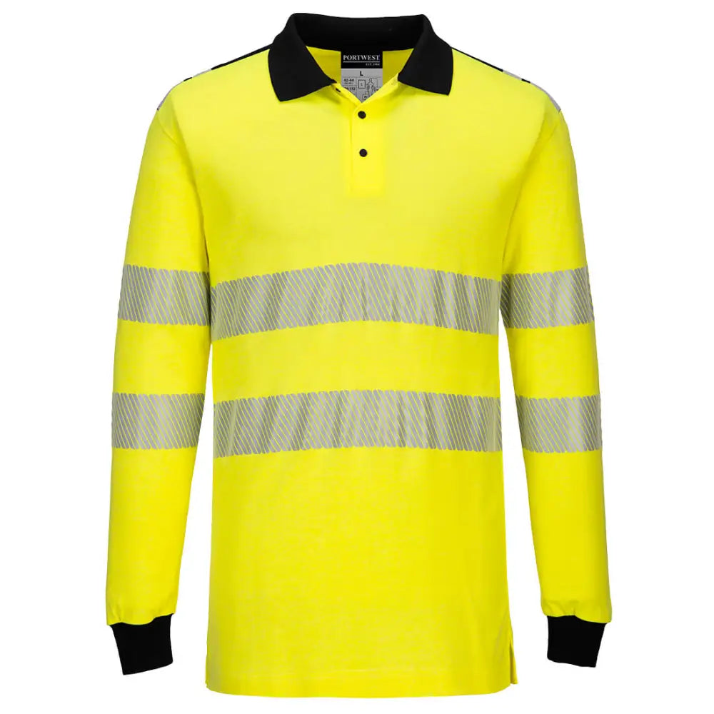 Portwest PW3 Flame Resistant Hi-Vis Polo Shirt - Yellow/Black / L