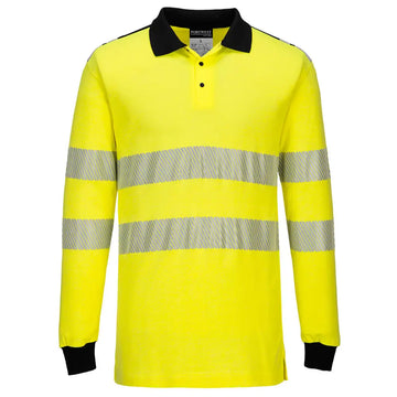 Portwest PW3 Flame Resistant Hi-Vis Polo Shirt - Yellow/Black / L