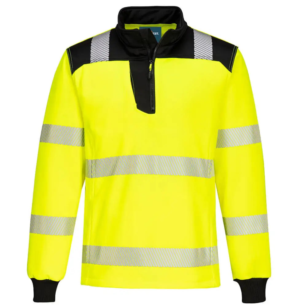 Portwest PW3 Hi-Vis 1/4 Zip Sweatshirt - Yellow/Black / 4XL