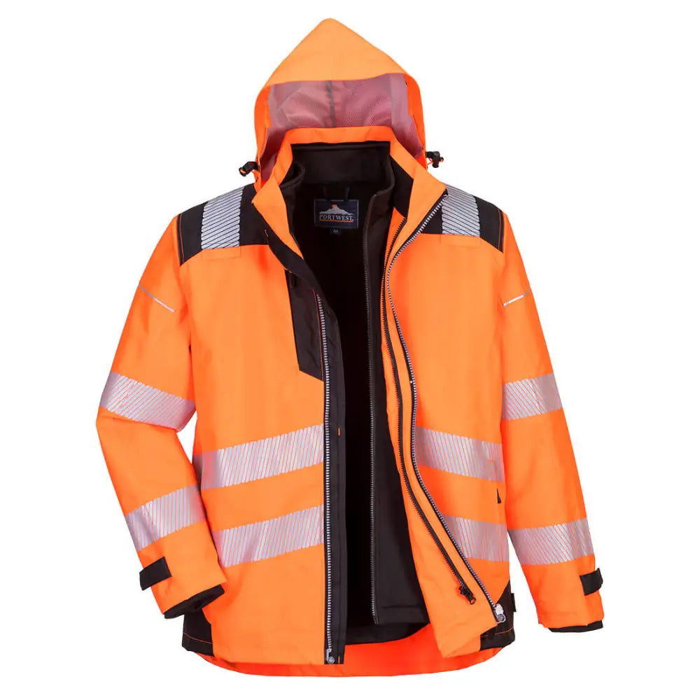 Portwest PW3 Hi-Vis 3-in-1 Jacket - Orange/Black / 4XL