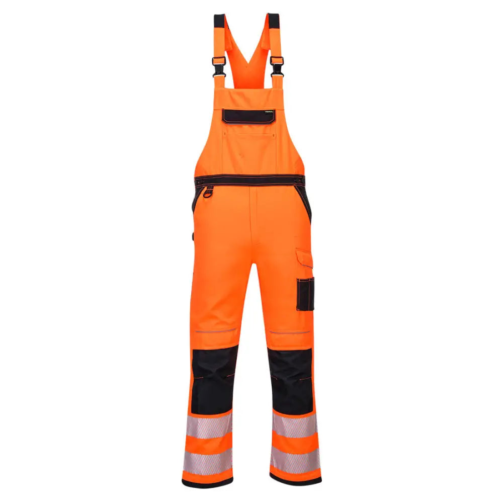 Portwest PW3 Hi-Vis Bib and Brace - Orange/Black / L