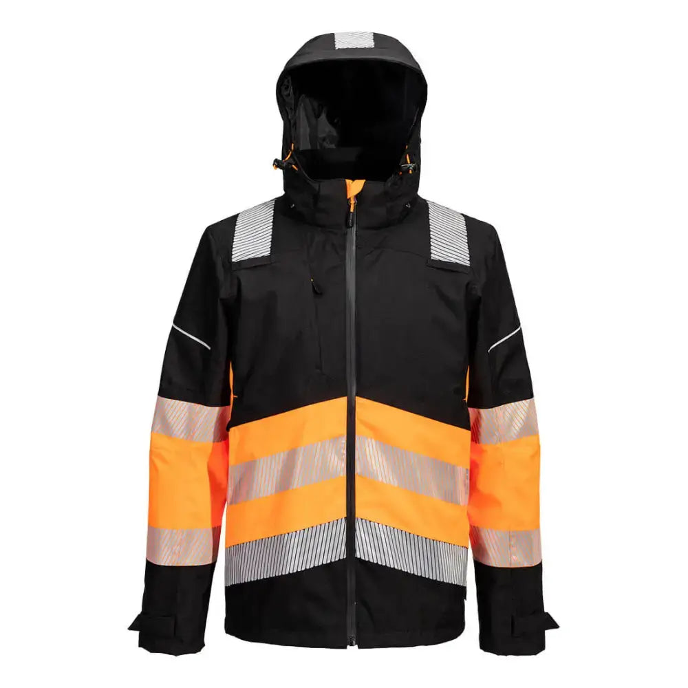 Portwest PW3 Hi-Vis Class 1 Extreme Rain Jacket - Orange/Black / 4XL