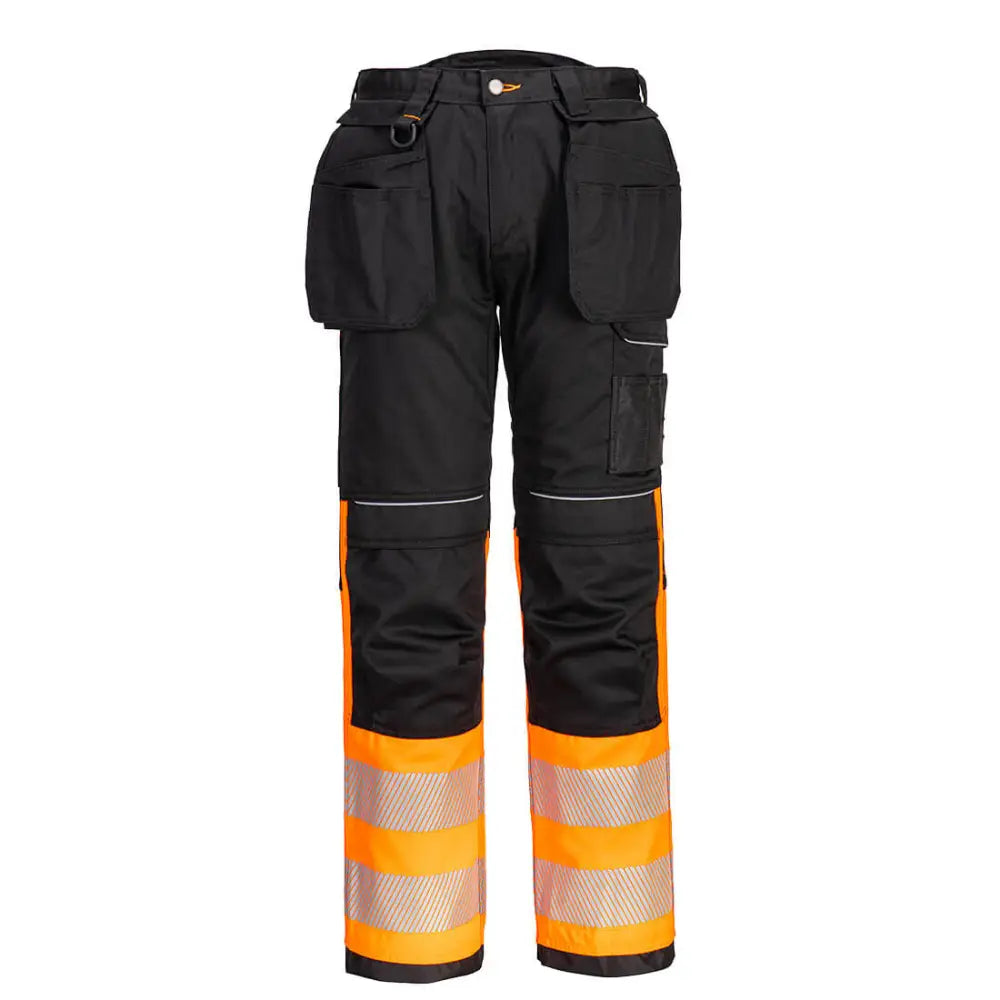 Portwest PW3 Hi-Vis Class 1 Holster Pocket Trousers - Orange/Black / 28