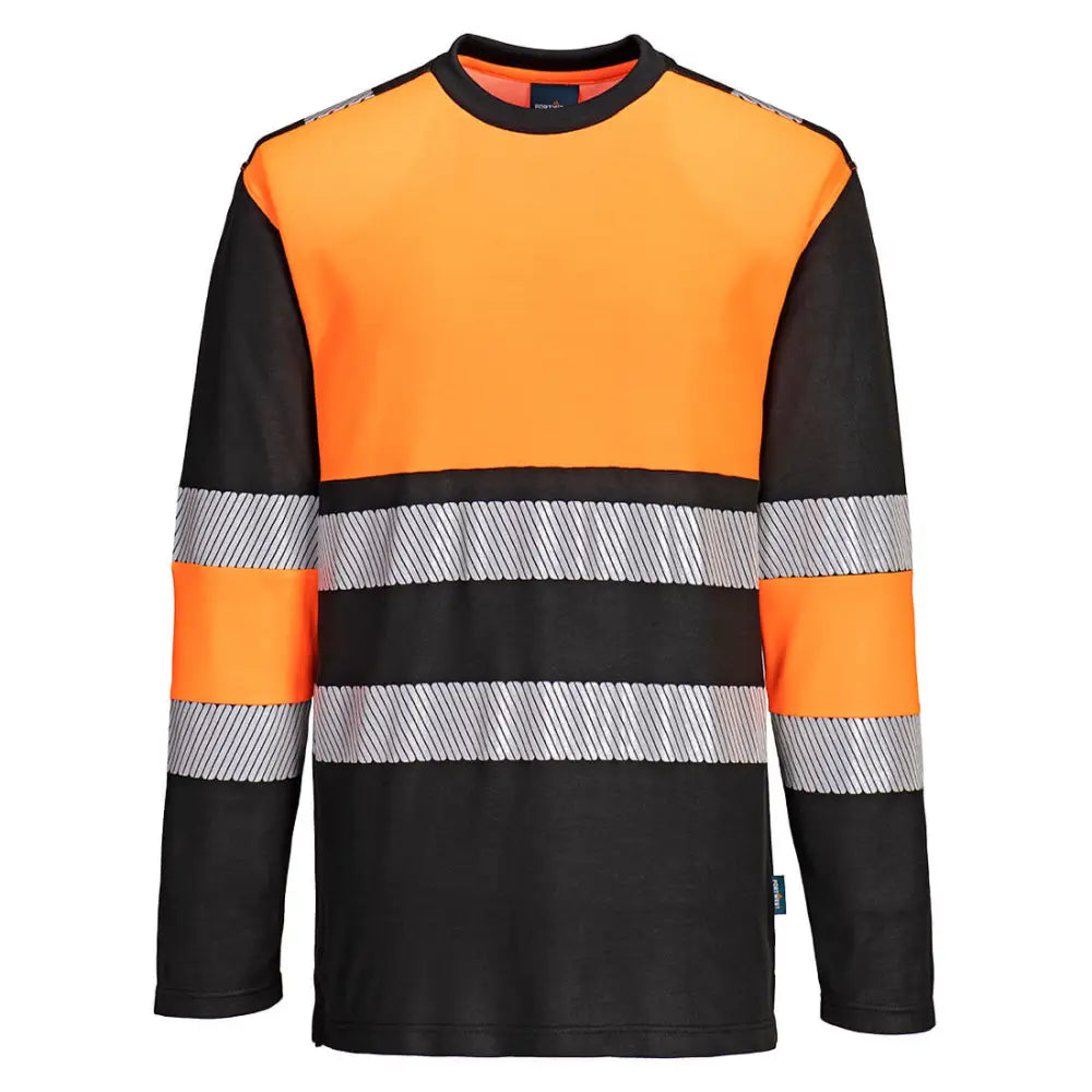 Portwest PW3 Hi-Vis Cotton Comfort Class 1 T-Shirt L/S - Orange/Black / 4XL