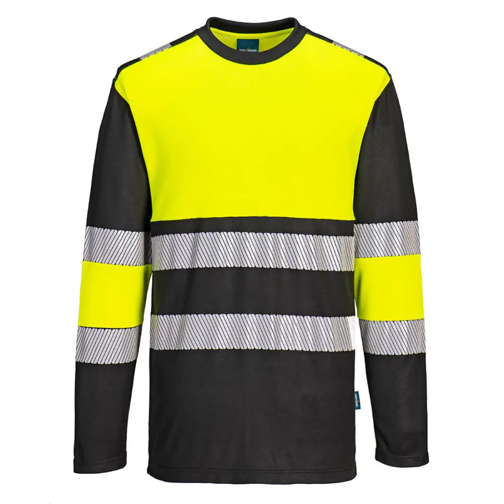 Portwest PW3 Hi-Vis Cotton Comfort Class 1 T-Shirt L/S - Yellow/Black / 4XL