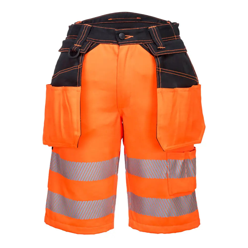 Portwest PW3 Hi-Vis Holster Pocket Shorts - Orange/Black / 30