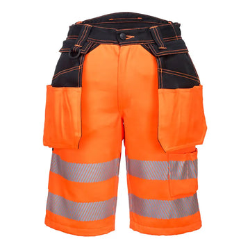 Portwest PW3 Hi-Vis Holster Pocket Shorts - Orange/Black / 30