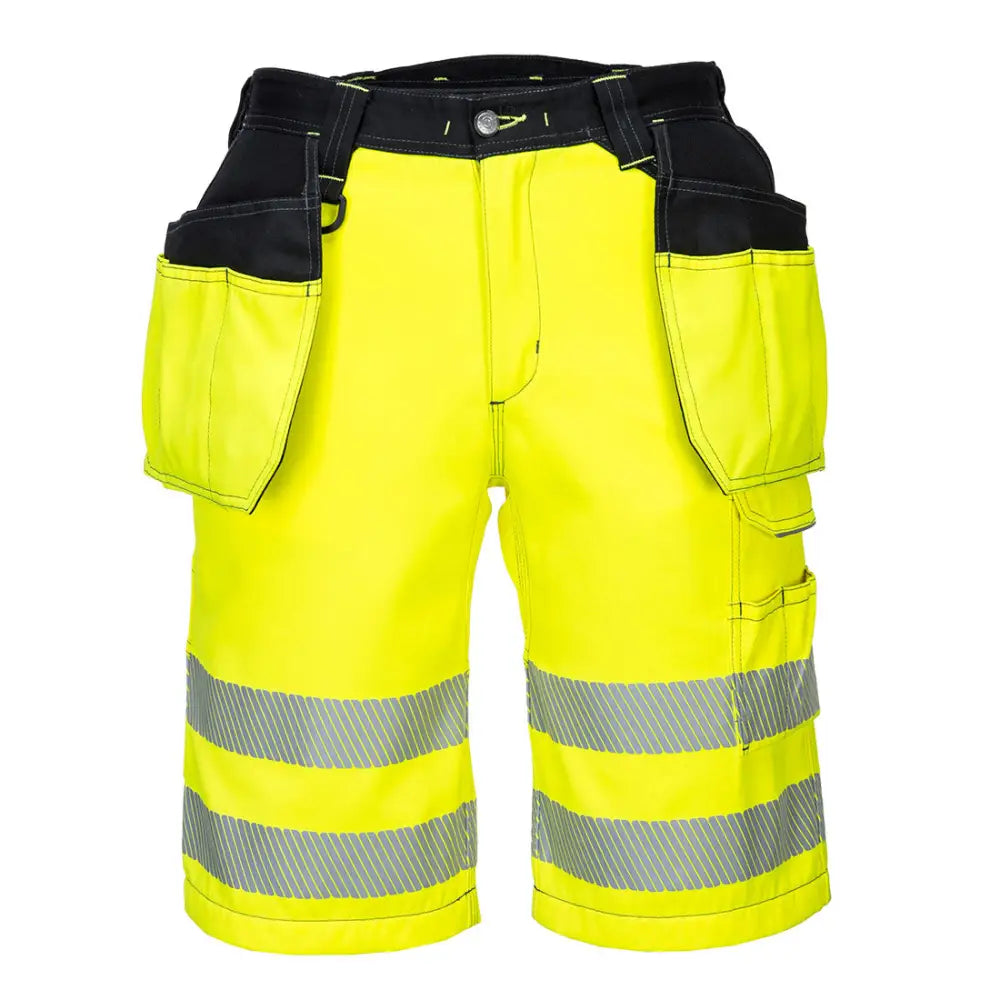 Portwest PW3 Hi-Vis Holster Pocket Shorts - Yellow/Black / 30