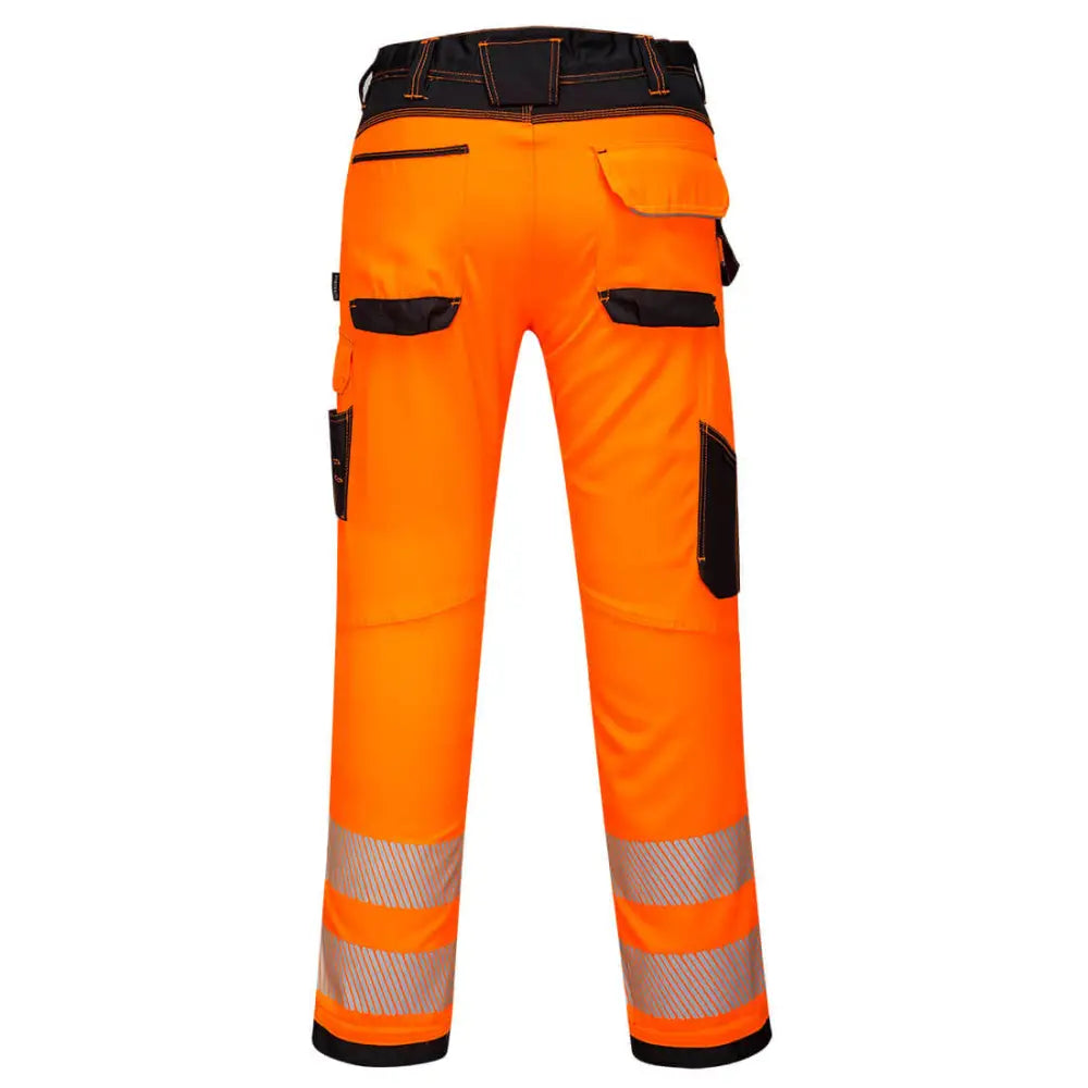 Portwest PW3 Hi-Vis Lightweight Stretch Work Trousers - Orange/Black / 28