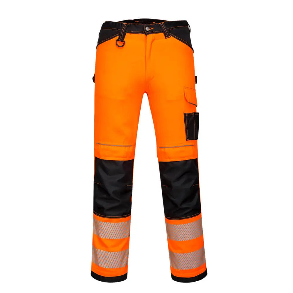 Portwest PW3 Hi-Vis Lightweight Stretch Work Trousers - Orange/Black / 28