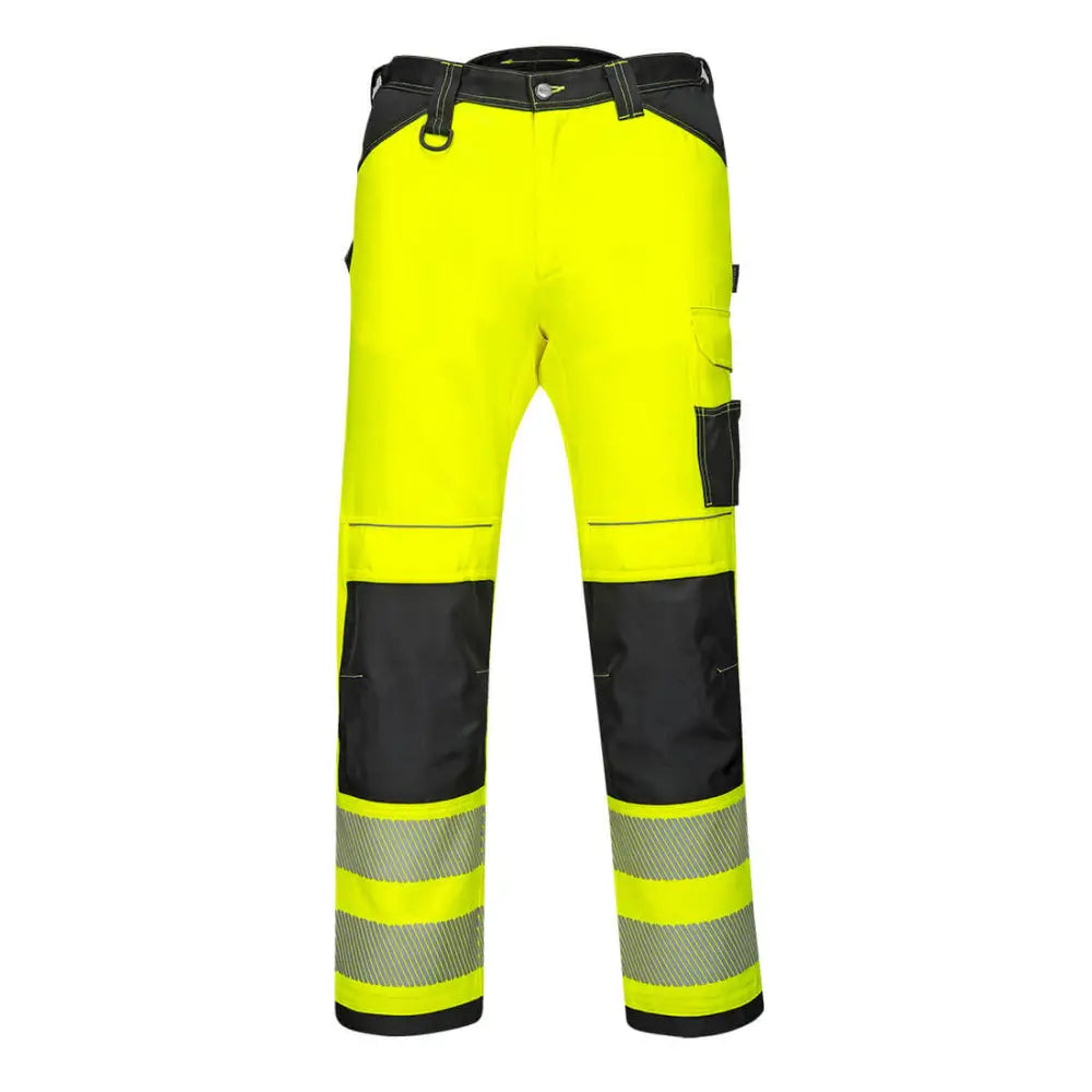 Portwest PW3 Hi-Vis Lightweight Stretch Work Trousers - Yellow/Black / 28