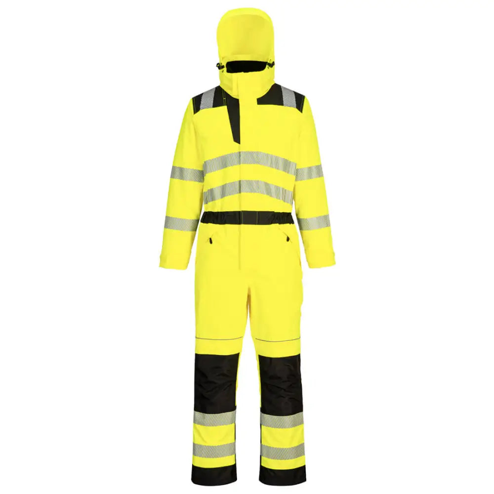 Portwest PW3 Hi-Vis Rain Coverall - Yellow/Black / L