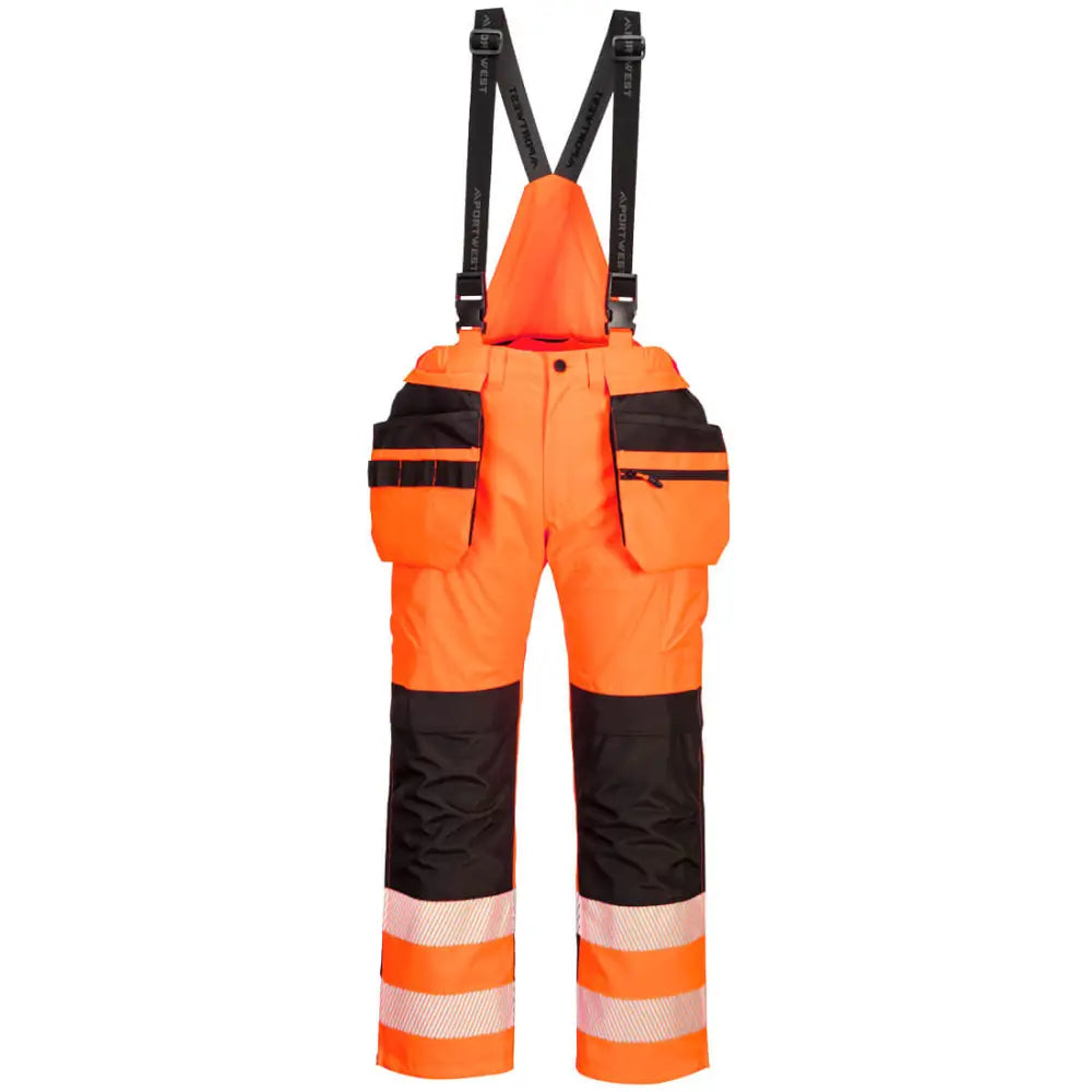 Portwest PW3 Hi-Vis Rain Trousers - Orange/Black / L